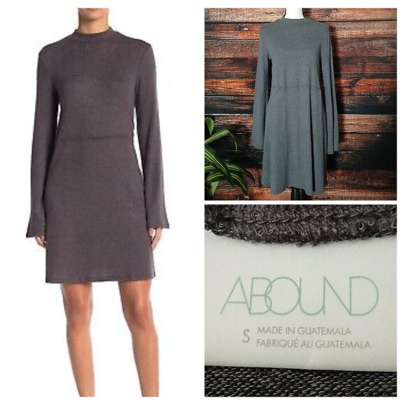 NWOT Abound Sweater Dress S Super Soft Gray Flared Sleeve Shift Oversized - Picture 1 of 9